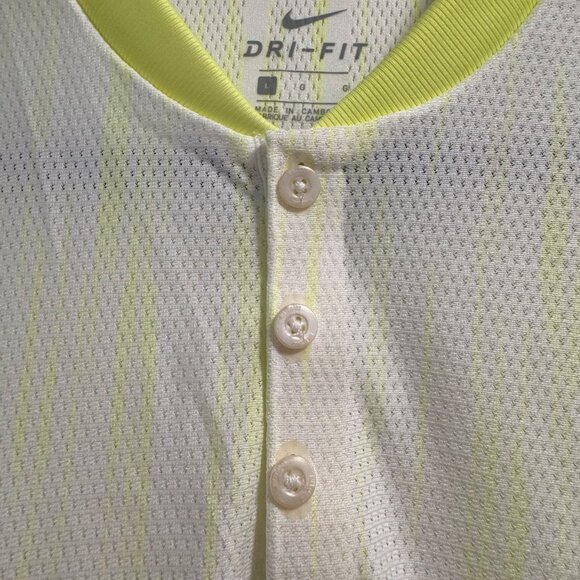 Nike Men’s Dri-FIT Shirt — White with Lime Green Details | Size L (Worn Once) - Picture 3 of 7